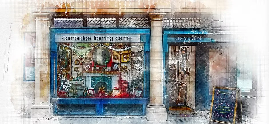 The Cambridge Framing Centre shopfront on Sussex Street