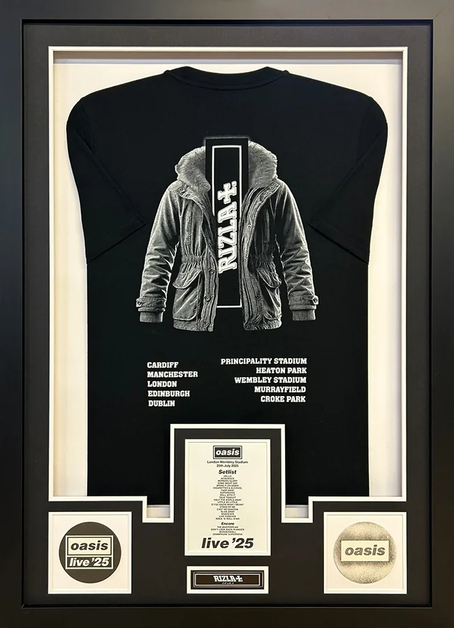 Oasis - Tour Shirt, framed by Premier Shirt Framing