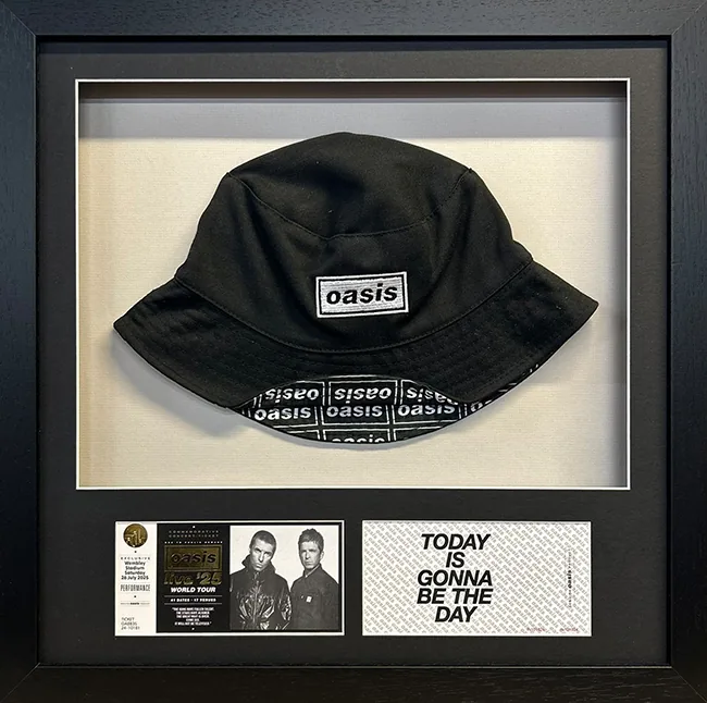 Oasis - Bucket Hat, framed by Premier Shirt Framing