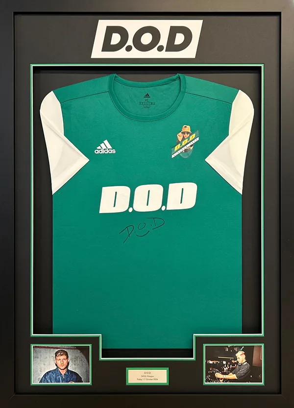 D.O.D - DJ Memorabilia, framed by Premier Shirt Framing