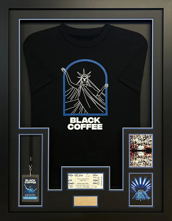 Black Coffee - DJ Memorabilia, framed by Premier Shirt Framing