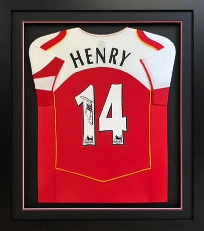 Framed signed Thierry Henry Arsenal football shirt