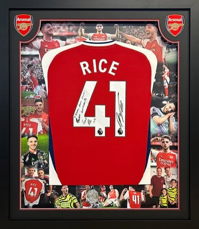 Framed Declan Rice Arsenal football shirt with photo montage